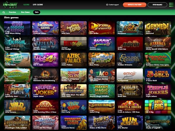InAndOutBet Casino lobby 