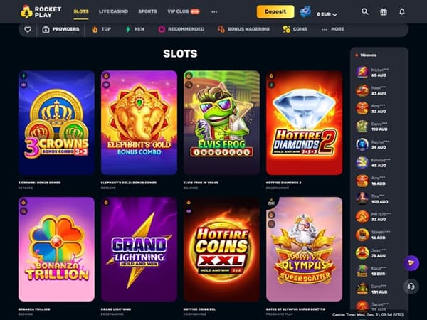 RocketPlay Casino 31.12.2025. lobby 