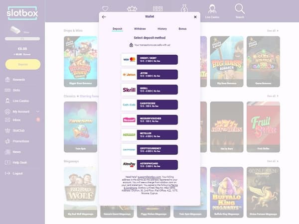 Slotbox Casino bank 
