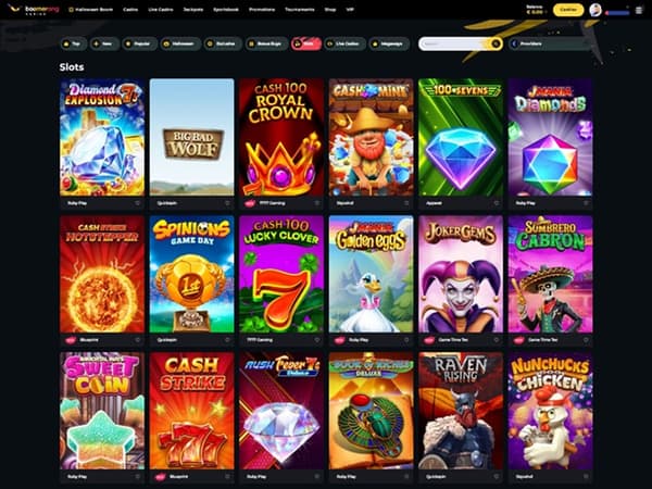 Boomerang Casino 30.10.2025. Lobby 