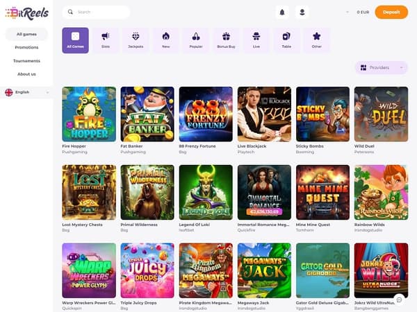 BitReels Casino lobby 