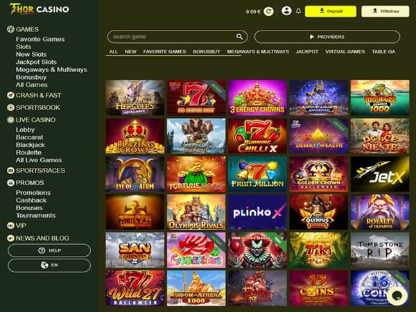 ThorCasino 14.10.2025. lobby 
