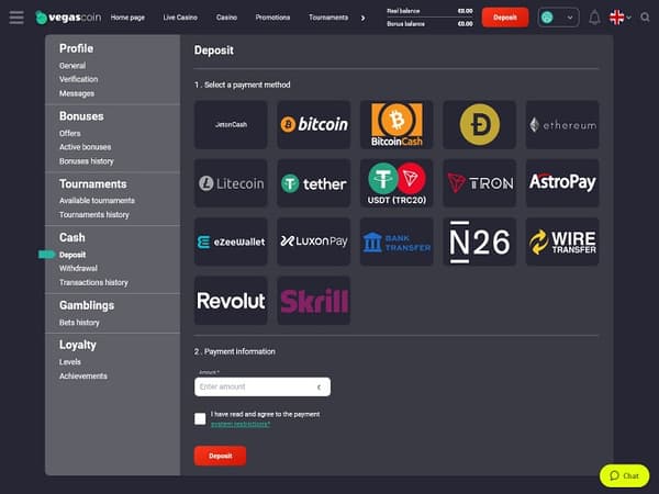 VegasCoin Casino 05.10.2023. Bank 