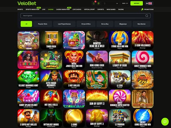 Velobet Casino 10.12.2025. Lobby 