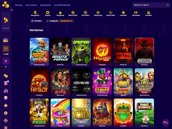 Wazbee Casino 10.07.2025. Lobby 