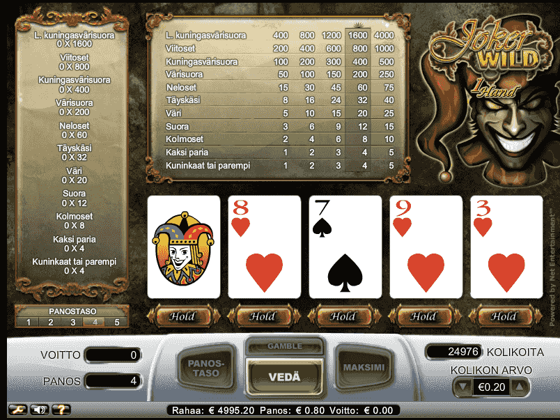 Joker wild videopokeri